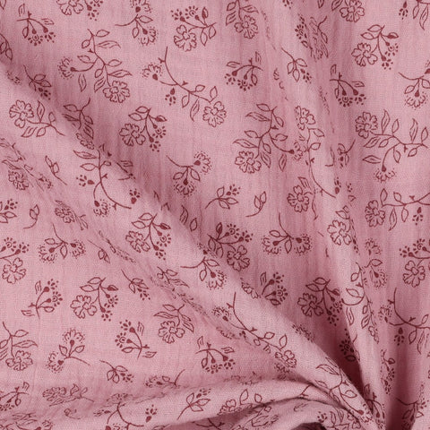 Mousseline/Double Gaze Petites Fleurs « Vieux Blush »