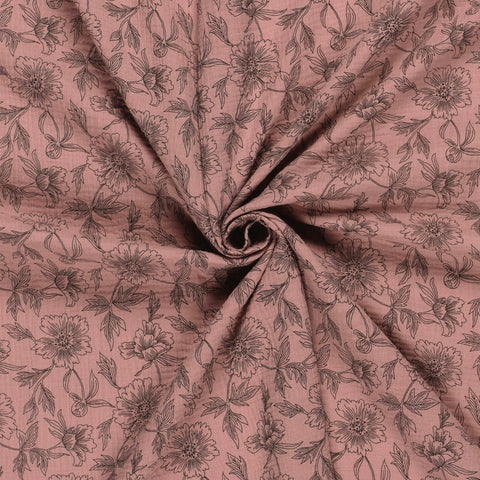 Mousseline/Double Gaze « Grandes Fleurs Mauve Clair »