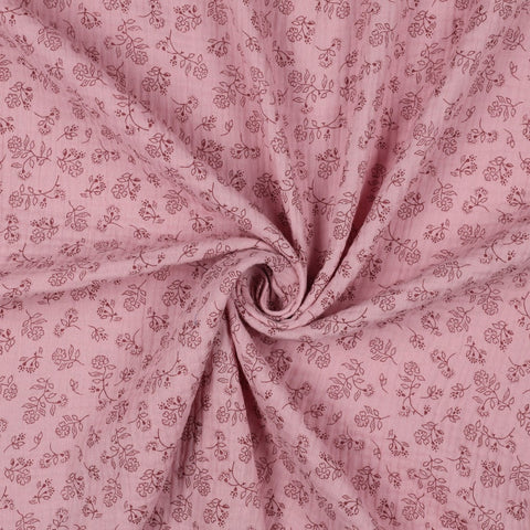 Mousseline/Double Gaze Petites Fleurs « Vieux Blush »