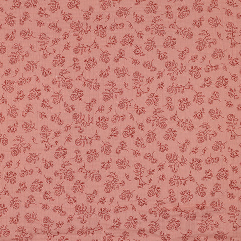 Mousseline/Double Gaze Petites Fleurs « Vin »
