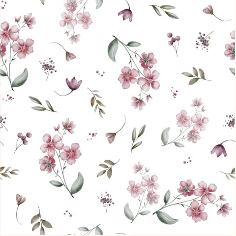 Family Fabrics / Baby Rib 260g „FloralSarah Pink White“