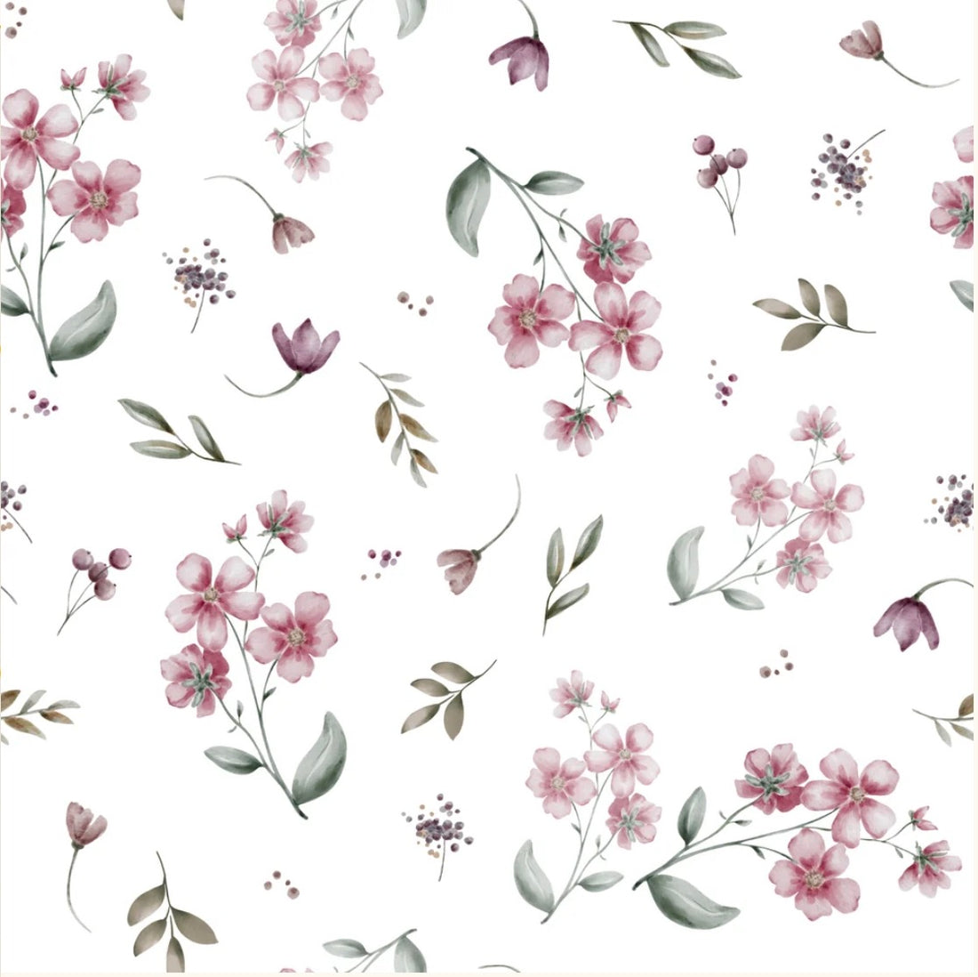 Family Fabrics / Baby Rib 260g „FloralSarah Pink White“