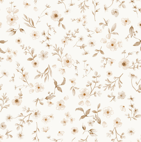 Family Fabrics /  Poplin „Floral Malin Brown Offwhite“