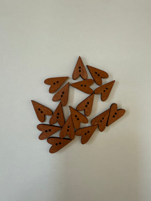 Holzknopf Herz II dunkelbraun (5er-Pack)