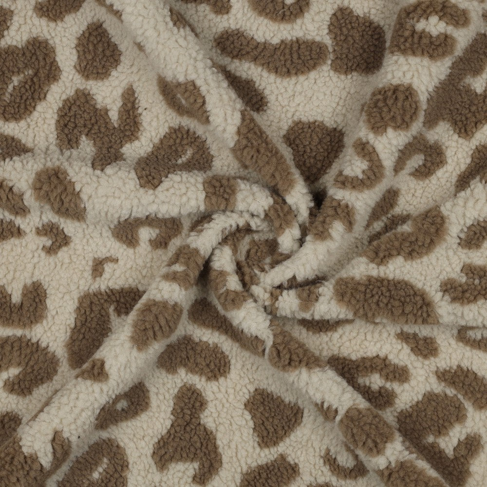 Teddy Jacquard Animal Print „Taupe“ 90cm