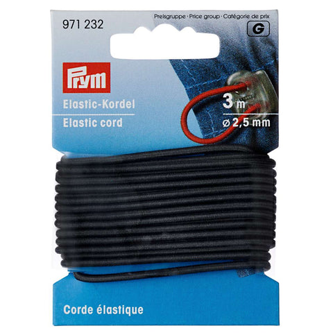 Prym Elastic-Kordel grau 2.5mm, Länge 3m