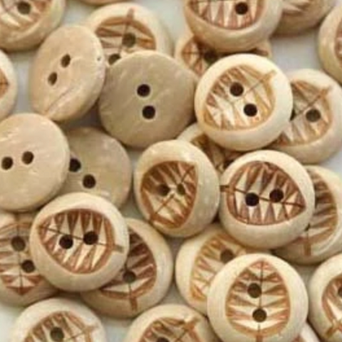 Kokosnuss Knopf "Blatt" 12mm (5er-Pack)