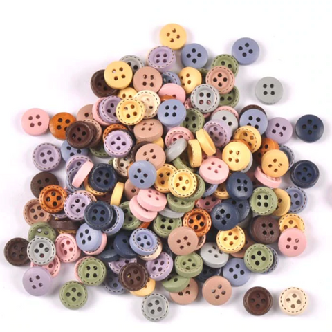 Bouton en bois de différentes couleurs 10mm (pack de 5)