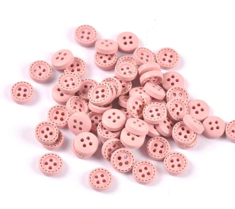 Bouton en bois de différentes couleurs 10mm (pack de 5)