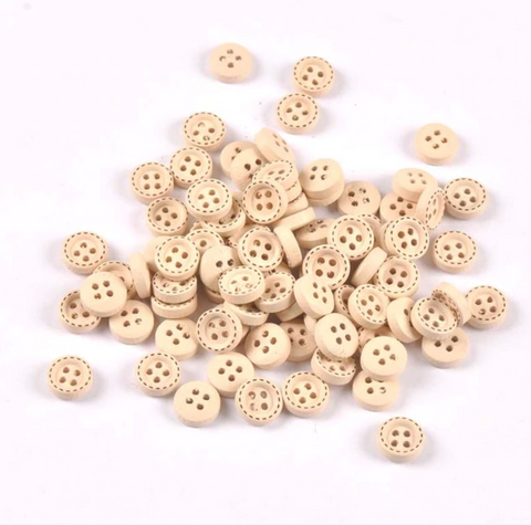 Bouton en bois de différentes couleurs 10mm (pack de 5)