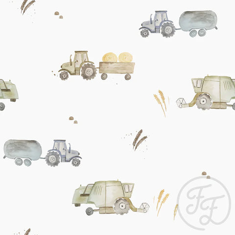 Tissus Famille / Jersey « Tracteur vert bleu »