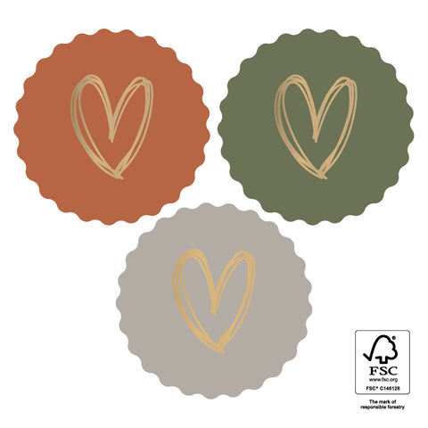 Autocollants Nature Multi - Coeur Doré (3 pièces)