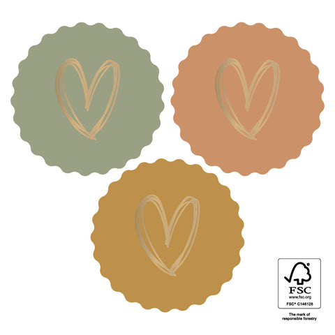 Autocollants Multi - Heart Gold Faded Dark (3 pièces)