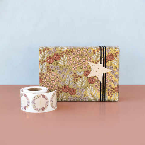 Duo - Stickers Champ de Fleurs Or/Rose (2 pièces)