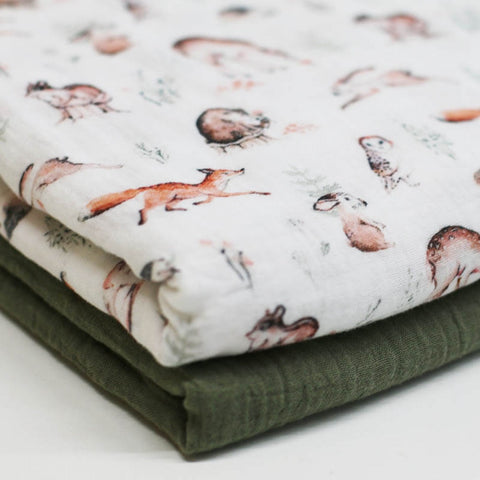 Musselin/Double Gauze „Waldtiere“