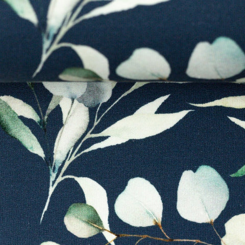 Swafing French Terry Tomke Leaves “jeans blue”