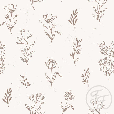 Family Fabrics Softshell « Fleurs Contours Offwhite »
