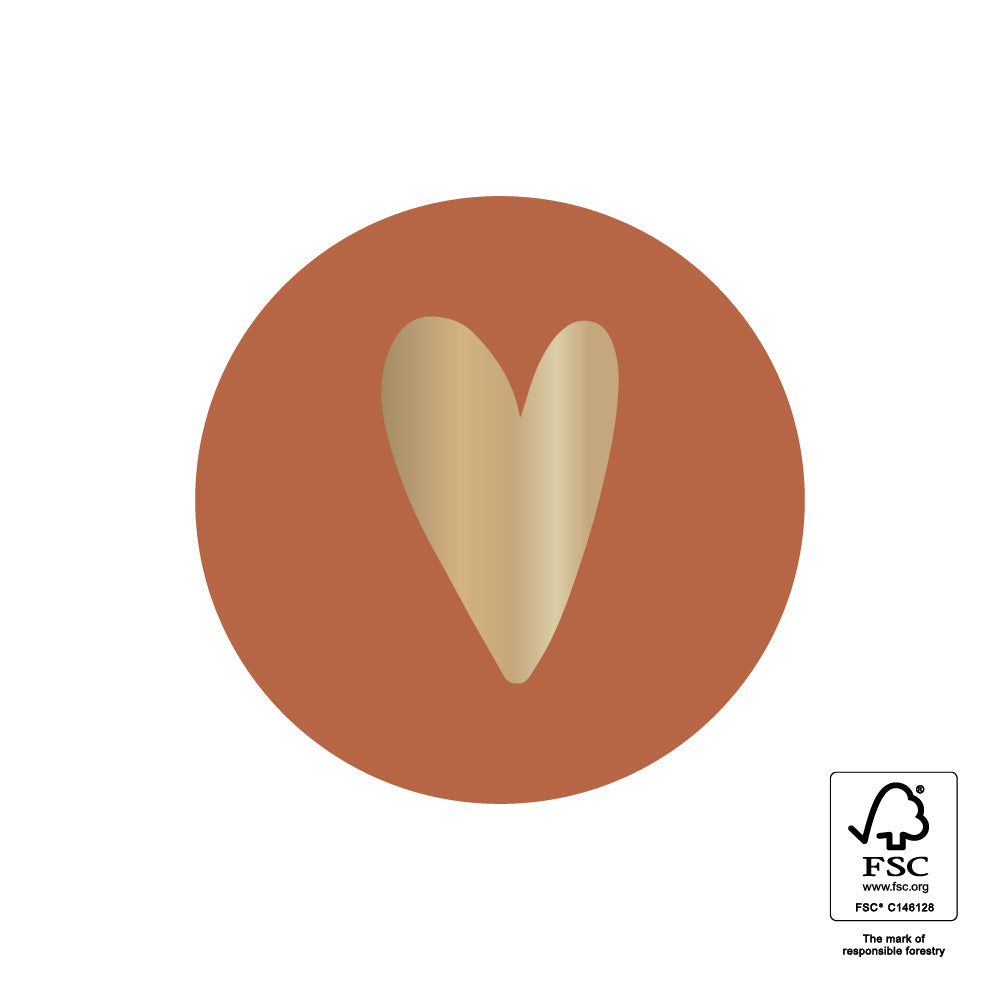 Autocollants Coeur Cognac Foncé (3 pièces)