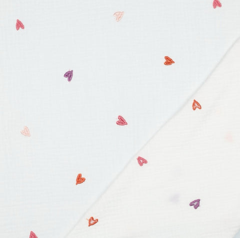 Musselin/Double Gauze  “gestickte Herzen“