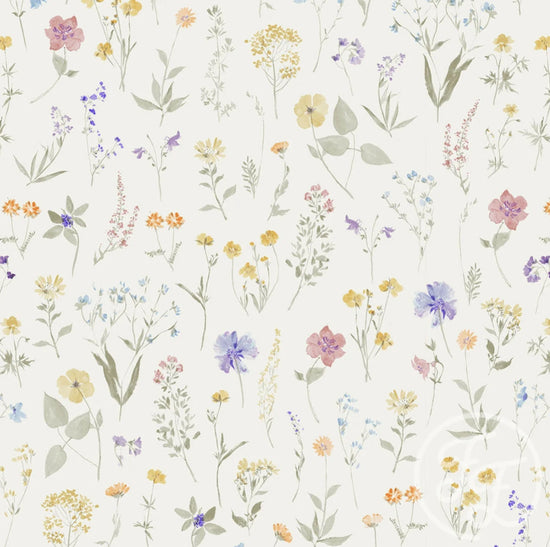 Family Fabrics / Baby Rib 260g „Wild Flowers Off White“