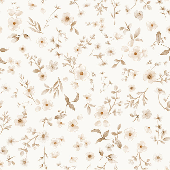 Family Fabrics /  Poplin „Floral Malin Brown Offwhite“