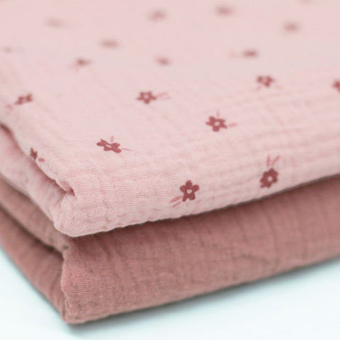Musselin/Double Gauze  “Blümchen Nude Rosa“
