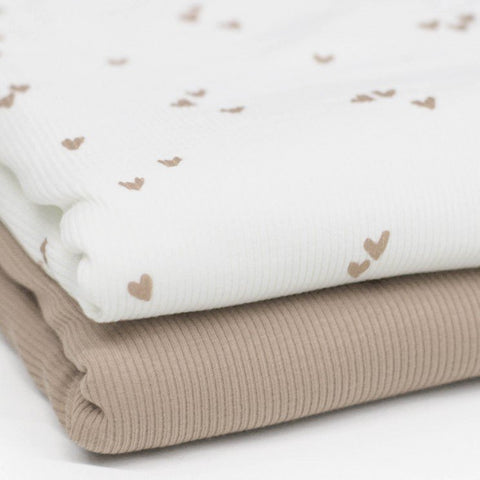 Rib Jersey „Herzen Hellbeige“