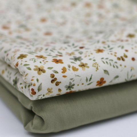 Jersey « Collage de fleurs Beige »