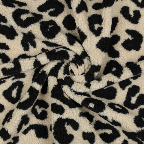 Teddy Jacquard Animal Print „Schwarz“