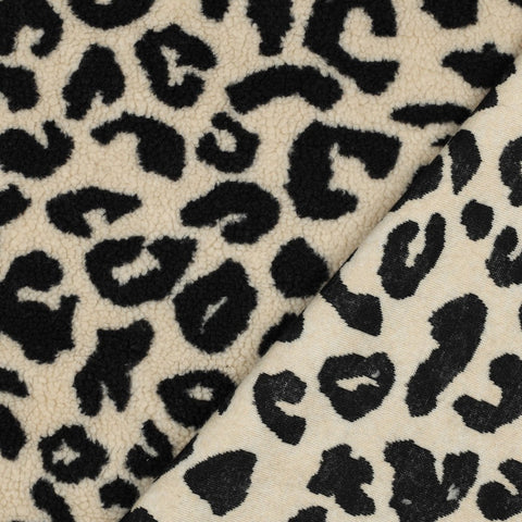 Teddy Jacquard Animal Print „Schwarz“