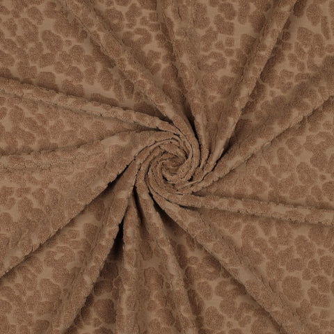 Frottee Stoff „Animal Print Braun“