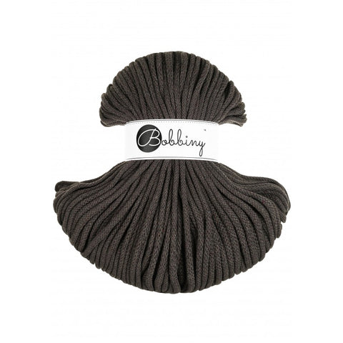 Cordon tressé tubulaire polyester gris noir 11mm