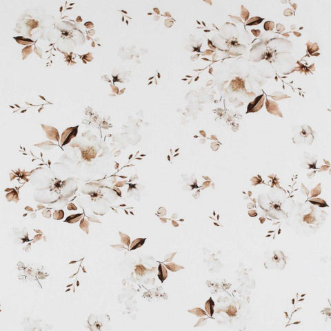 Cotton fabric "Jasmine Flowers Brown”