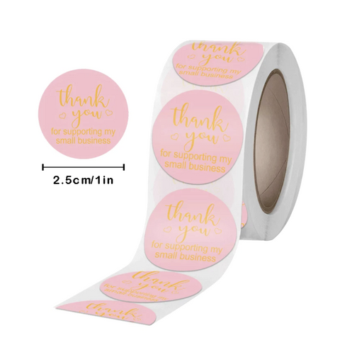 "Thank you" Small Sticker / Rosa-Gold (10 Sticker)