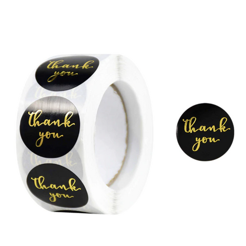 "Thank you" sticker pink, brown or white (10 stickers)