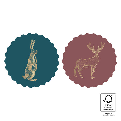 Duo - Hare/Deer Gold Stickers (2 pieces)