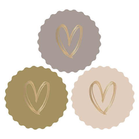 Multi - Heart Gold Color Stickers (3 pieces)