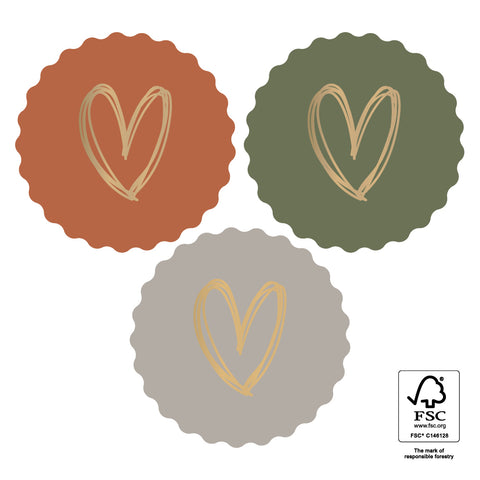 Multi - Heart Gold Nature Stickers (3 pieces)