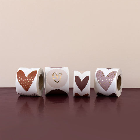 Multi - Heart Gold Pink Stickers (3 pieces)