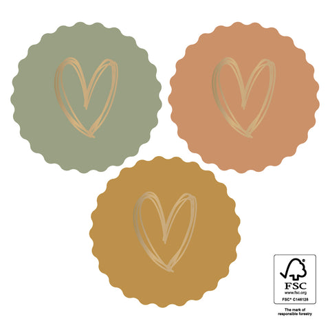 Multi - Heart Gold Faded Dark Stickers (3 pieces)