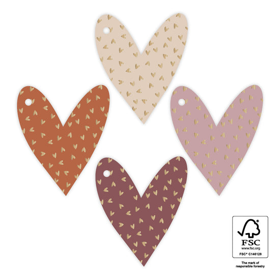 Duo d'étiquettes cadeaux - Hearts All Over (4 pièces)