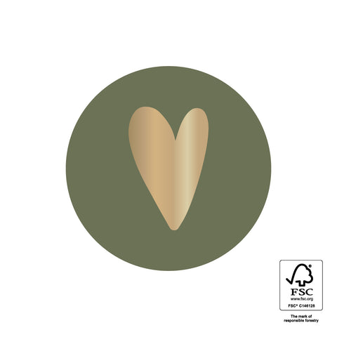 Heart Forest Green Stickers (3 Stück)