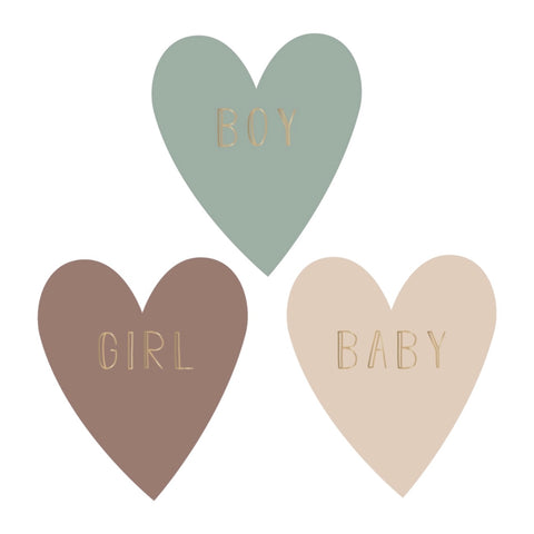 Multi - Baby Heart Text Gold Stickers (3 pieces)
