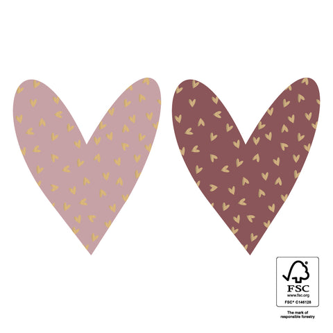 Duo - Small Hearts Gold Sweet Stickers (2 pieces)