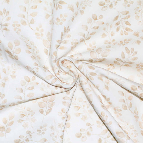Cotton fabric "Beige Leaves"