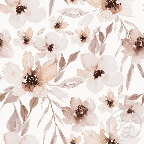 Tissus Famille / Jersey « Fleurs Elle Crème »