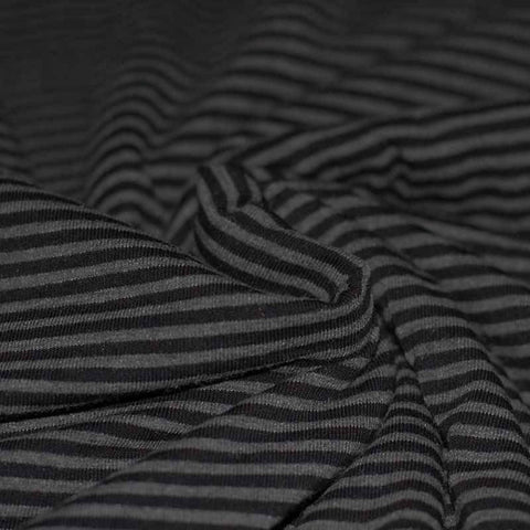 Jersey Rayures « 3mm Gris Mêlée Noir »