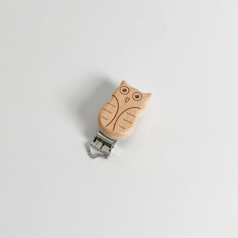 Pacifier chain clip "Owl" / wood