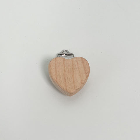 Pacifier chain clip "Heart" / wood