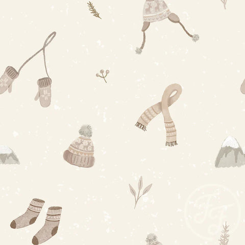 Family Fabrics / Jersey "Warm Winter Things Beige”